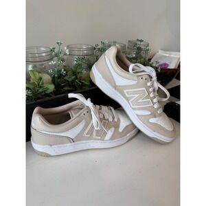 New Balance 480  Sea Salt White Leather Sneakers Mens 5.5 Women 7